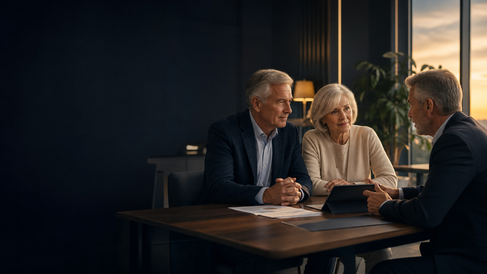 An older couple reviewing an investment plan with a financial professional