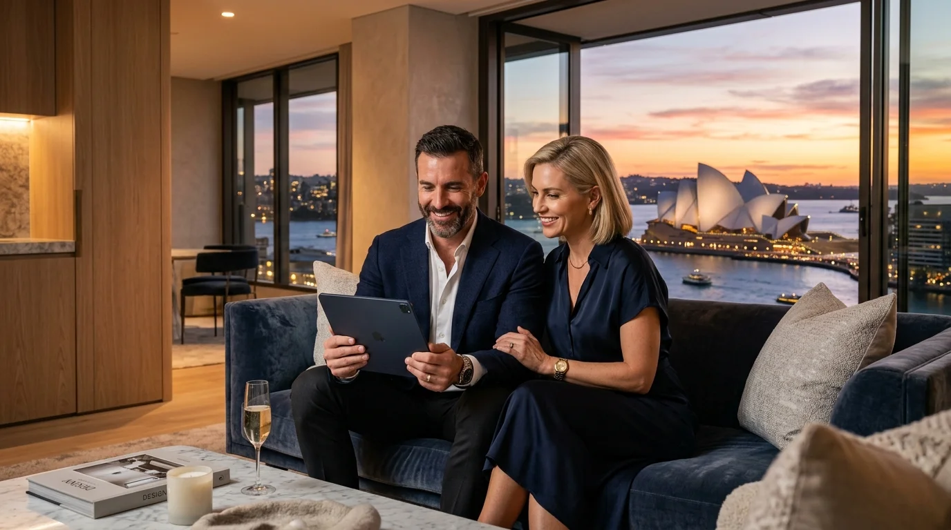 A couple in their 40s using a digital financial service together